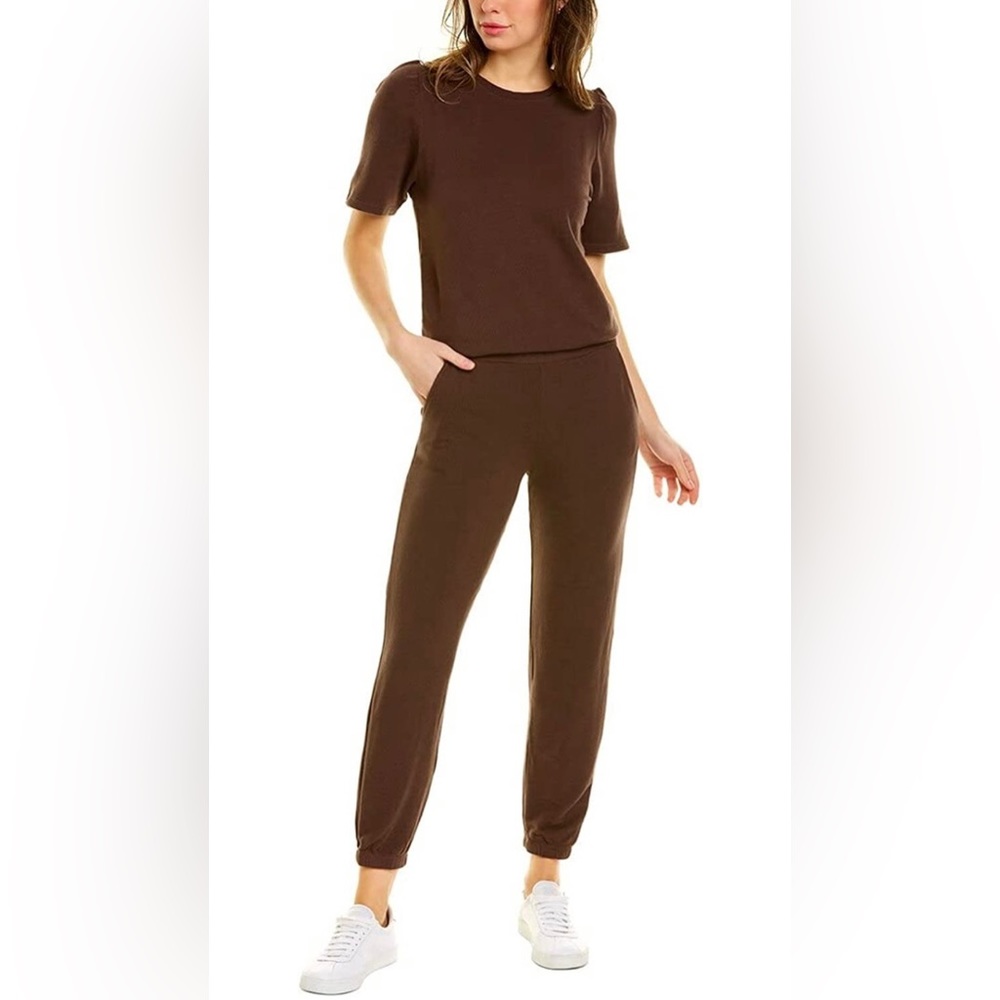 Monrow Supersoft Puff Sleeve Jumpsuit Brown Small